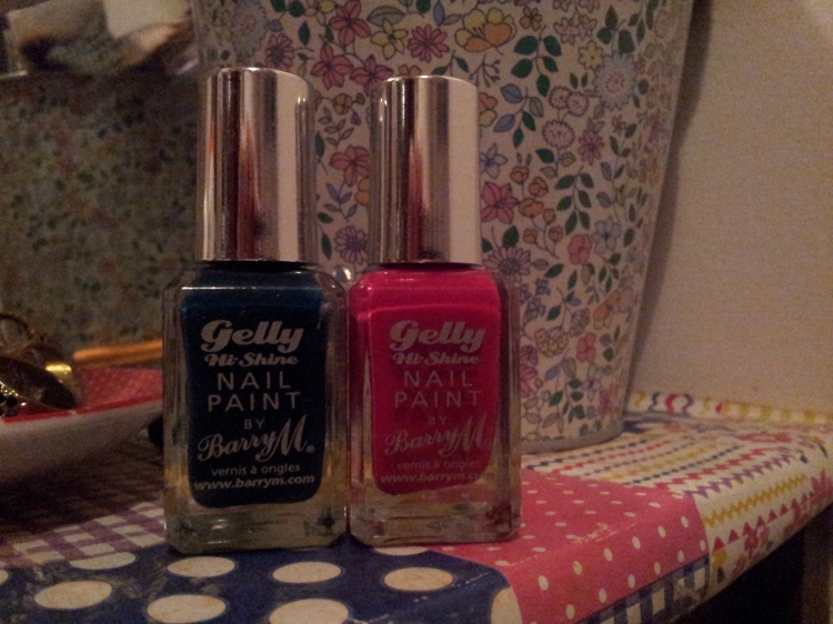 Barry M Hi-Shine Gelly Nail Polish in "watermelon" and "pomegranate"