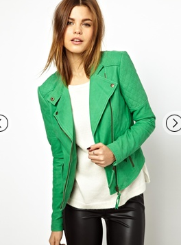 Asos green leather jacket by Y.A.S