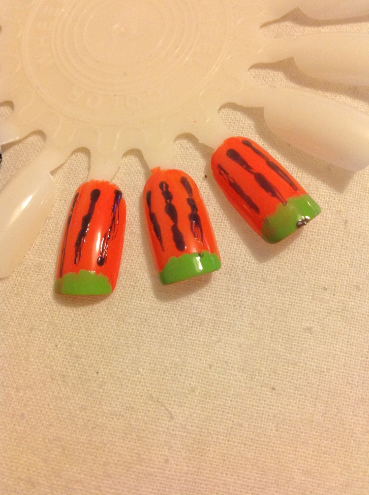 Halloween themed pumpkin nails